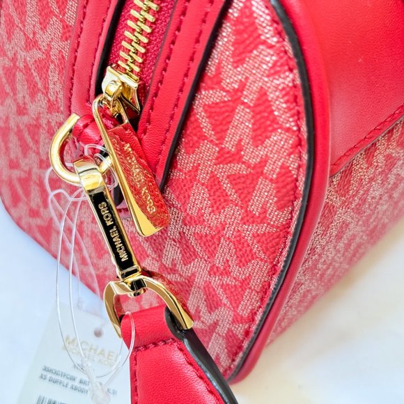 Michael Kors Jet Set Travel XS MINI Satchel Shoulder Crossbody Bag MK Gold/Red - Picture 12 of 15